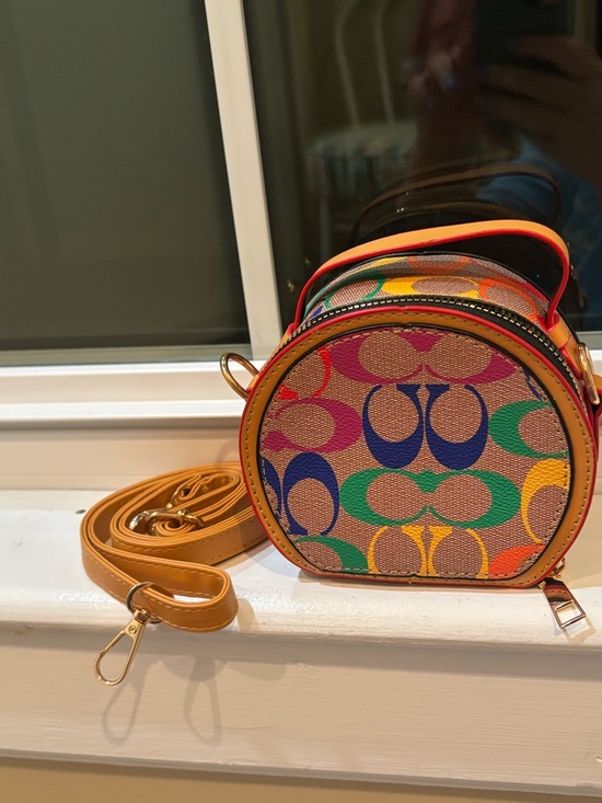 Handbags - Multicolor Logo-Print Round Crossbody Bag